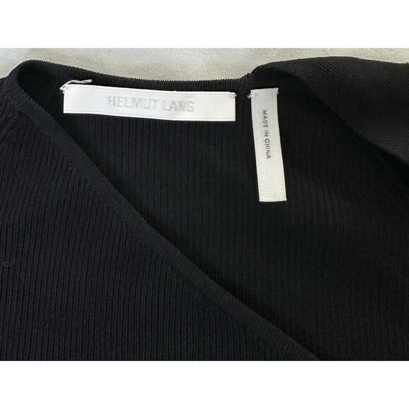 HELMUT LANG Asymmetric-Neckline Knit Dress Black Cut Out Small Knee Length - Picture 4 of 9